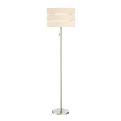 Lite Source Falan 60 1/2" Ribbon Linen and Nickel Modern Floor Lamp - Picture 1 of 4