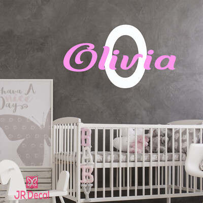 Individuelle Initialen Name Vinyl Wandaufkleber Kinderzimmer Mädchen Kinderzimmer Wandtattoo