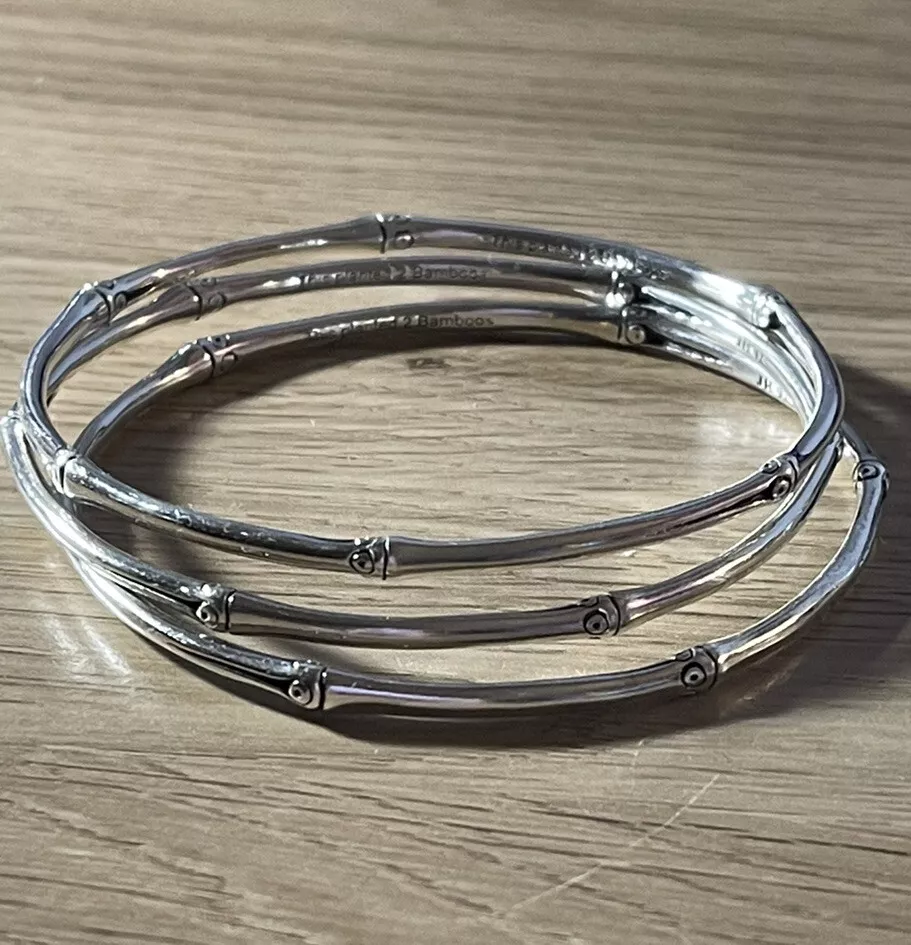 JOHN HARDY STERLING SILVER 3 BAMBOO BANGLE BRACELETS 8 eBay
