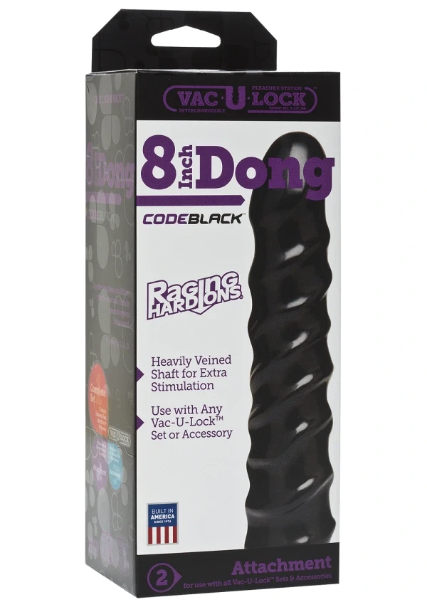 Vac U Lock Code Black 8" Raging Hard Ons💋Dong Dildo Vaginal Anal Sex Toy - Image 3 of 4