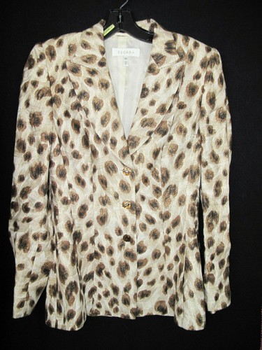 Traje de Vestido Escada Lino Suave Estampado Animal 2 Piezas Forrado TALLA 34 Alemania - Imagen 5 de 11