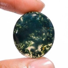 21 Carat AAA Natural Moss Agate Oval Shape Cabochon Cut Loose Gemstone