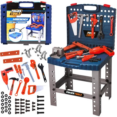 POWER-TOOLS Werkbank im Koffer Werkzeugtisch mit Werkzeug Tragekoffer Akkuschrauber