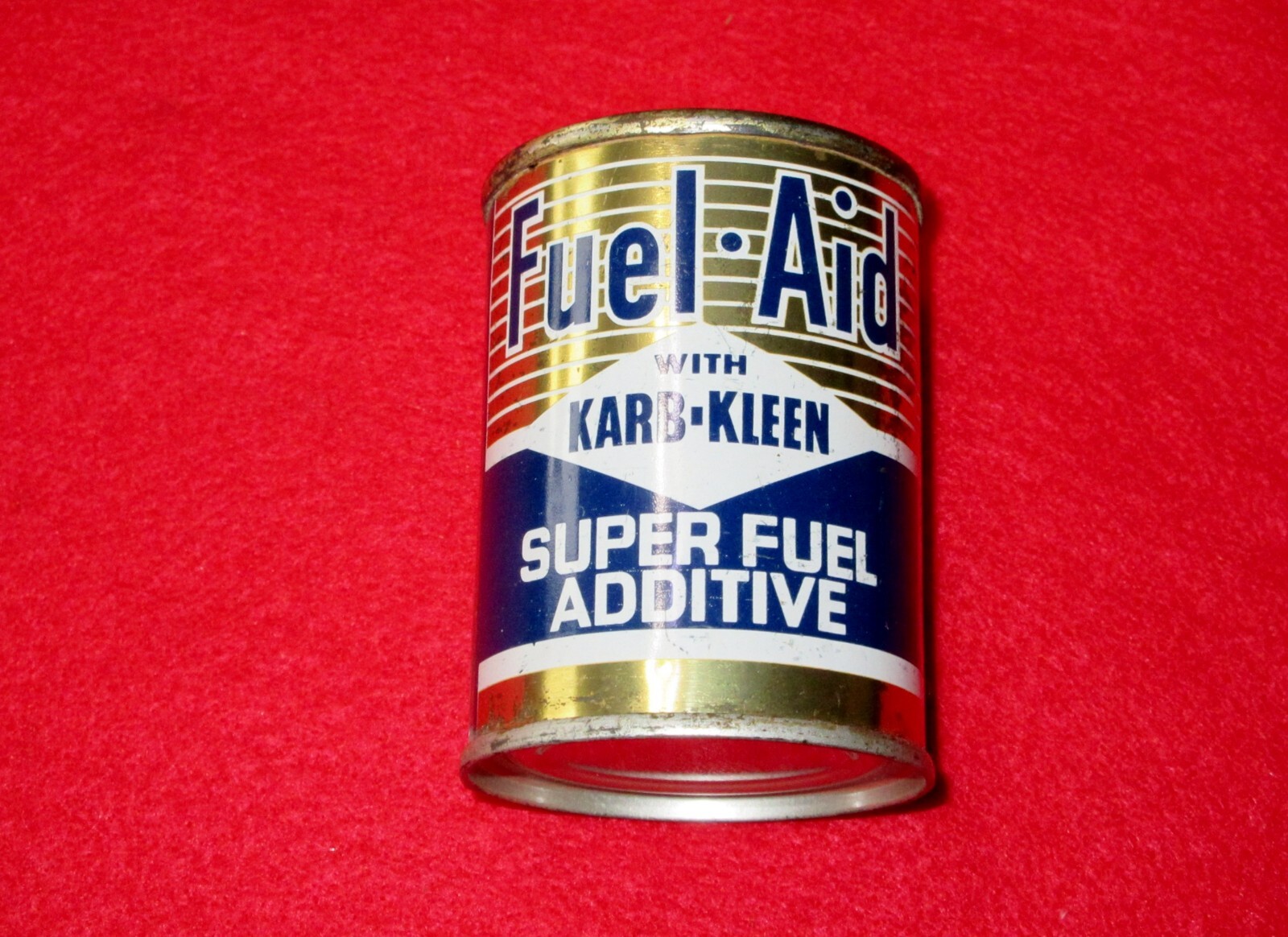 Vintage Metal 4oz Fuel-Aid With Karb-Kleen Super Fuel Additive Oil Can Full NOS