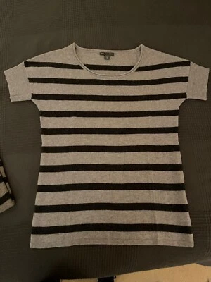 PULL GAP - 100% CACHEMIRE - RAYÉ GRIS FONCÉ / CLAIR - TAILLE XS (36/38) - NEUF ! - Photo 1/4