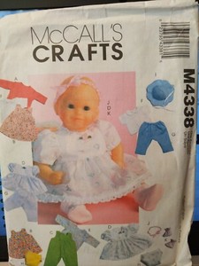 McCall's Craft 4338 Baby Doll Clothes Sewing Pattern UCFF Med 11-13in Lg 14-16in