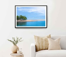 View of a River Opening Into The Ocean Poster Premium Quality Choose your Size