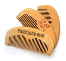 Peach Wood Fine Tooth Moon Beard Care Combs Wooden Comb Custom LOGO barber comb