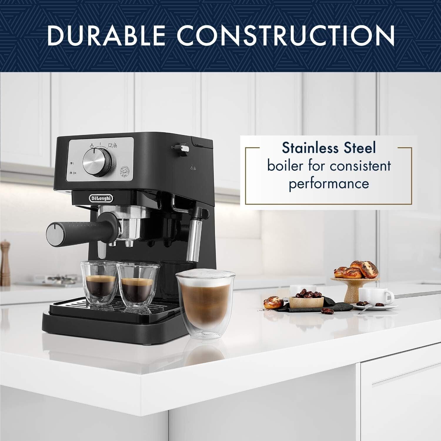 De'Longhi Stilosa Manual Espresso Machine, Latte & Cappuccino Maker, 15