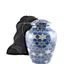 Blue Mosaic Star Pattern Urn for Adult Ashes