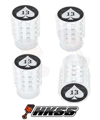 4 Aluminum Tire Air Valve Stem Caps Car Truck Bike Silver - LUCKY 13 SPADE P22