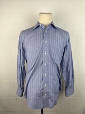Vineyard Vines Men's Blue Plaid Cotton Dress Shirt 15.5 - 34 125