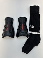 Wilson Youth Shin Guards Black Red Soccer Football WTH5200 With Socks