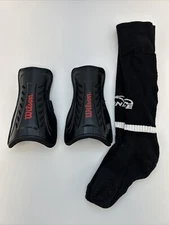 Wilson Youth Shin Guards Black Red Soccer Football WTH5200 With Socks