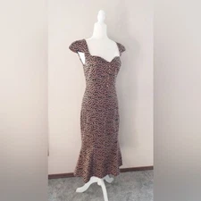 Anthropologie The Cecily Fit & Flare Sweetheart Dress by Maeve Raspberry Print S