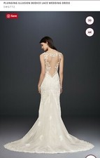 NEW!!!! Unworn Gorgeous Sheer Galina Signature Plunging Illusions Wedding Dress