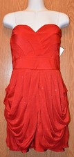 Junior Womens Short Red Glittery Crystal Doll Strapless Dress Size 7 NWT NEW
