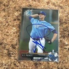 A.J. Puckett Signed 2017 Bowman Chrome Prospects Auto Kansas City Royals