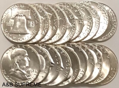 ROLL (20) 1952 FRANKLIN HALF DOLLAR  STUNNING GEMS  BU UNCIRCULATED 90% SILVER