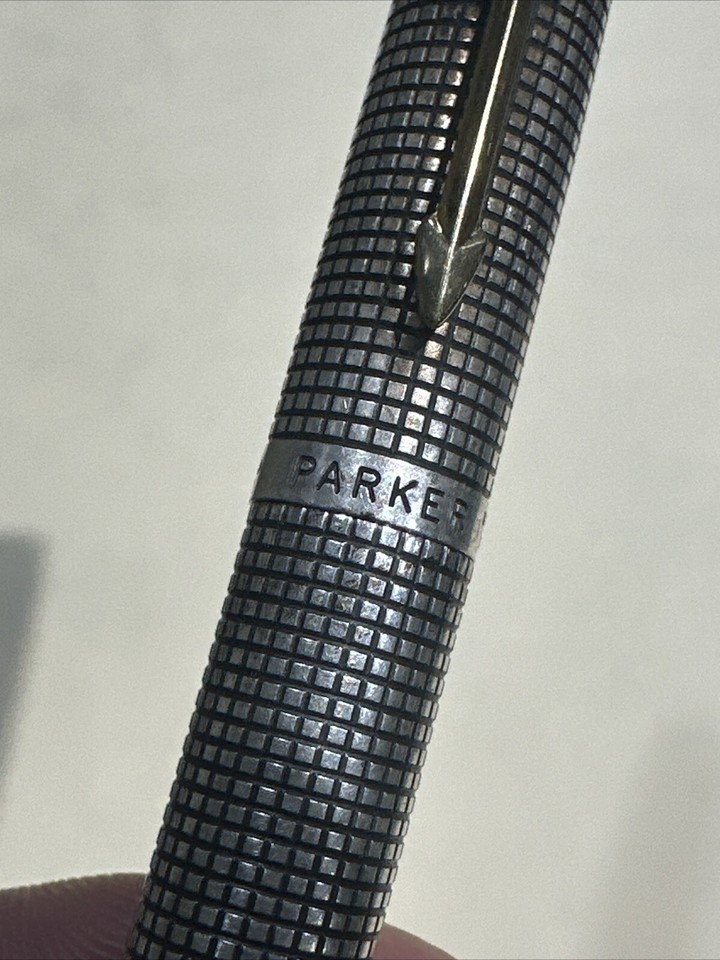Stylo Plume PARKER 75 Flat Top - Argent Sterling 925 Plaqué Or - Plume En Or 18k - Occasion Très Bon état