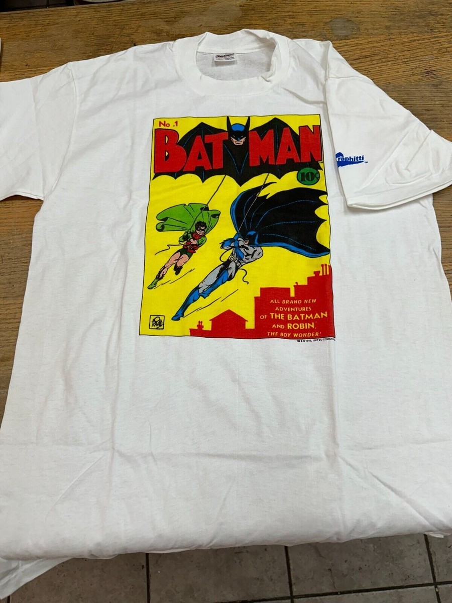 Vintage 80s Batman No. 1 Comic Book Graphitti T-Shirt DEFECT - SEE
