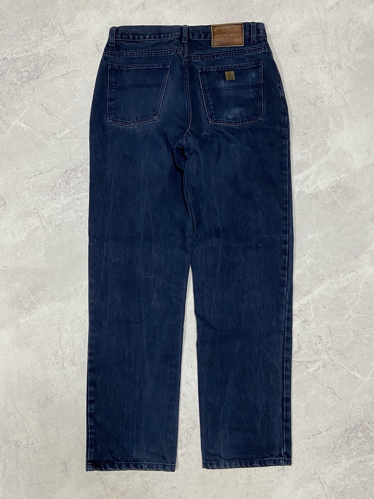 Yves Saint Laurent Jeans Lavaggio Pantaloni Denim YSL Logo Tasca Vintage