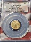 A 2019 $5 1/10-oz American Gold Eagle PCGS MS70 FDOI