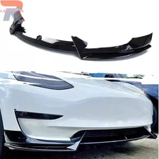 For 2017-2023 Tesla Model 3 Front Bumper Lip Spoiler Splitter Glossy Black ABS