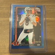 2025 Topps Chrome Football NFL Jake Browning True Blue Refractor /150