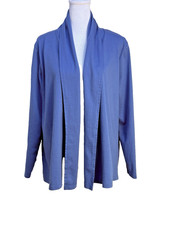 L.L. Bean Light Blue Open Front Cardigan Top Supima Cotton Long Sleeve XLP