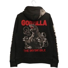 Godzilla Embroidered Zip Up Hoodie Special Effects Monster GODZILLA Black L