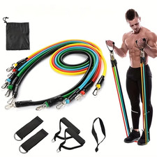 11Pcs TPE Resistance Bands Set, Resistance Bands with Door Anchor, Handles, Carr