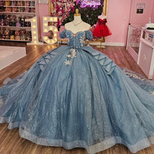 Ruffles Quinceanera Dresses for Girls Appliques Corset A-line Pleat Ball Gown 15