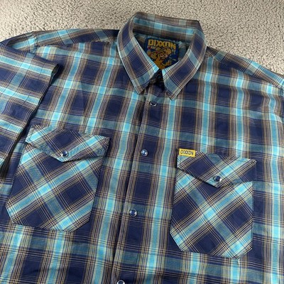 Dixxon El Borracho Shirt Mens 3X Blue Plaid Short Sleeve Snap Bamboo Blend