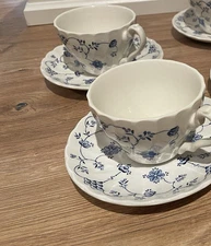 Churchill England Finlandia Set of 2 Tea Cup and Saucer Set Blue Floral