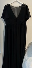Azazie Black Chiffon Maternity Bridesmaid Maxi Dress Size 20 Short Sleeve