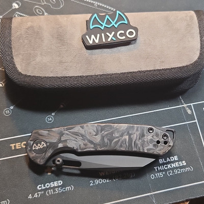 Wortex WX16-B Pocketknife Carbon Fiber 14C28N Drop Point Plain Liner Lock Clip