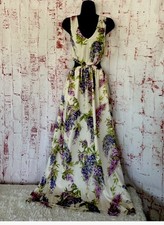 Express Women’s Purple Floral Grape Cutout Maxi Silk Blend Dress XS $108