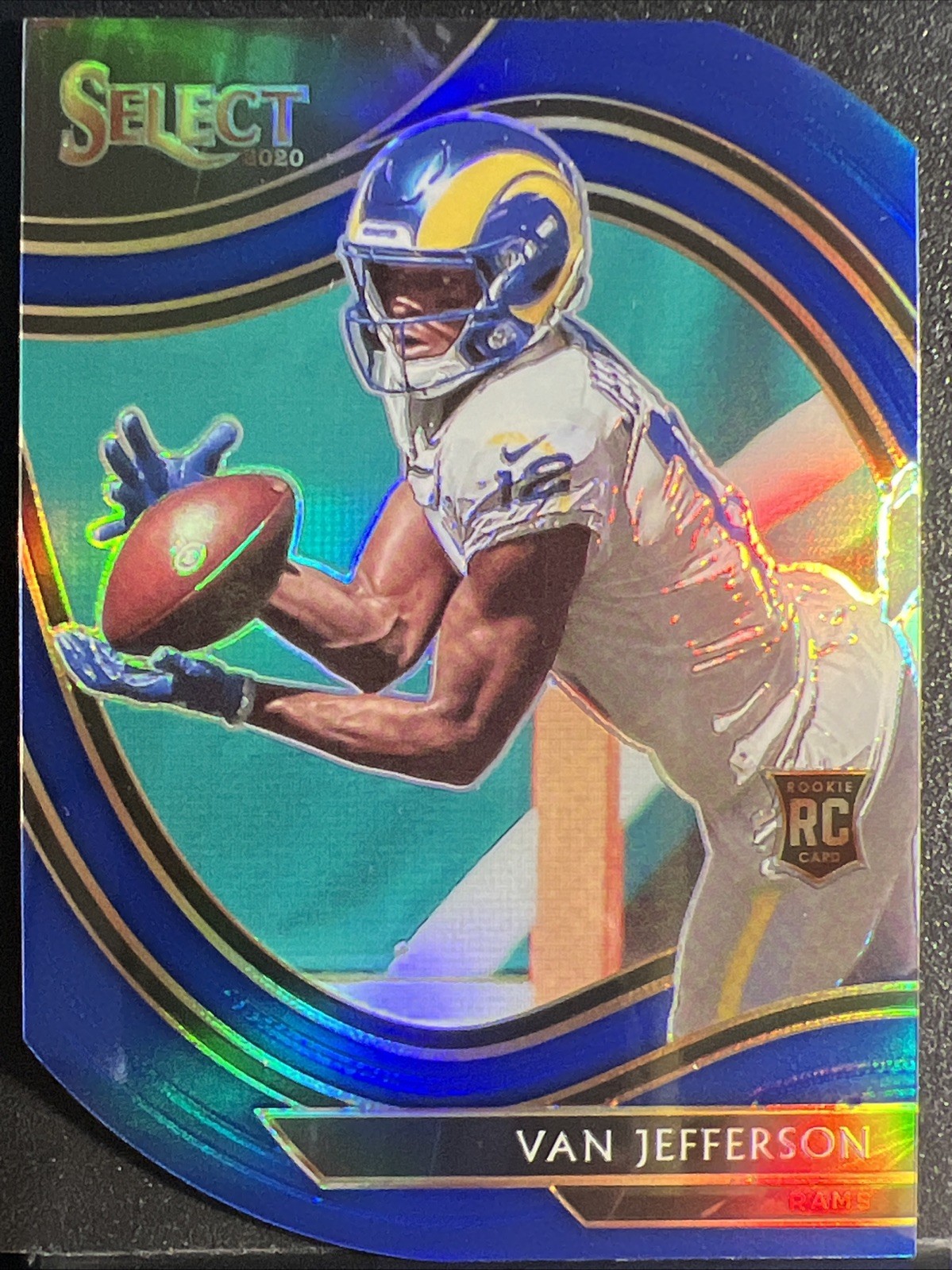 2020 Panini Select Field Level Blue Prizm Die-Cut Van Jefferson #371