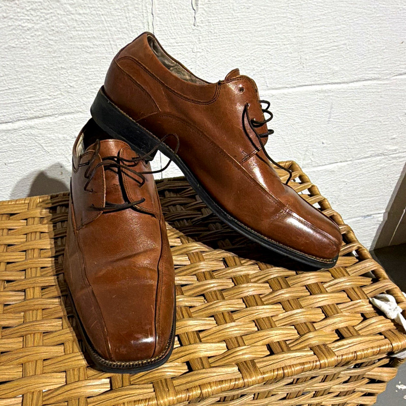 Florsheim Men's Brown Leather Lace-Up Oxford Dress Shoes Square Toe US 10.5