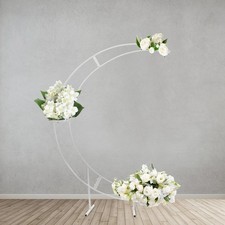7ft White Metal Crescent Moon Wedding Arch Stand, Curved Flower Balloon Frame