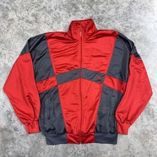 Puma Jacket Mens Medium Red Gray Track Full Zip Retro Colorblock Polyester