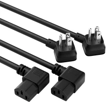 Elecan 3-Prong 45 Degree Flat to 90 Angled Plug Replacement Power Cord 3 Ft/2 Pa