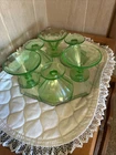 Vintage Rare Federal Uranium Glass Sherbet Dessert Cups Glasses Set Of 6