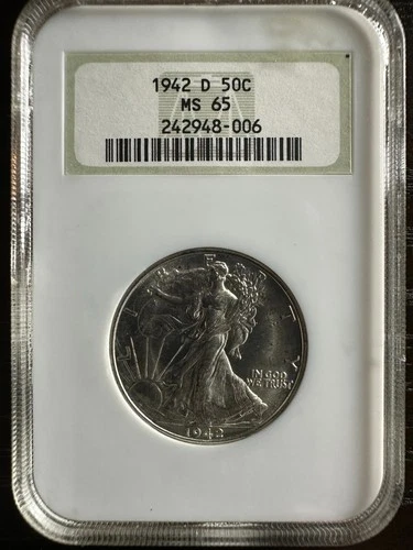 1942 D Walking Liberty 50cents NGC MS65