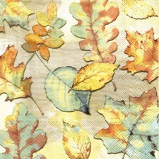  2 Two Paper Lunch Napkins for Decoupage/Mixed Media - Favorite Leaves neutrals