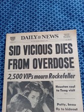 Sid Vicious - Sex Pistols - Punk Rock Music - 1979 New York Daily News Newspaper