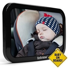 Baby Car Mirror - View Infant in Rear Facing Car Seat - Free Baby-On-Board Sign