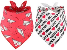 2 Pack Valentine's Dog Bandana, Puppy Valentine Scarfs for Small, Red,White