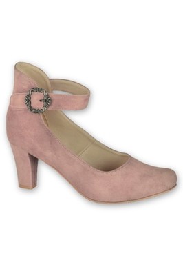 Hirschkogel Damen Tracht Pumps Madina rosa taupe Velours Absatz 7 cm Riemchen